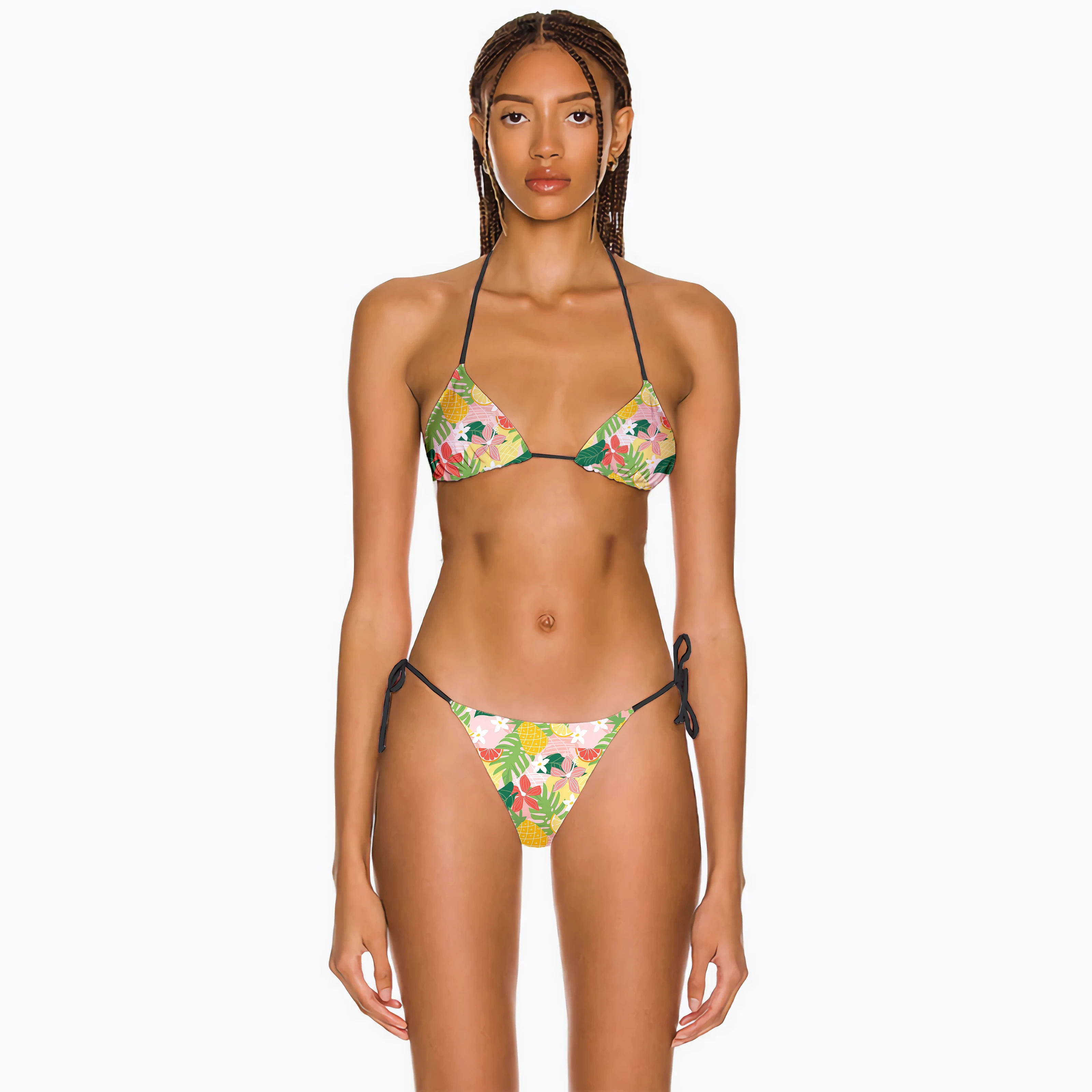 Microbikini con estampado Floral para mujer, traje de baño con estampado Floral, novedad