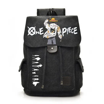 One Piece School Bag Vintage Canvas Backpack Japanese Man Luffy Print Student Supplies Storage Bag Travel Fashion Backpack Gifts