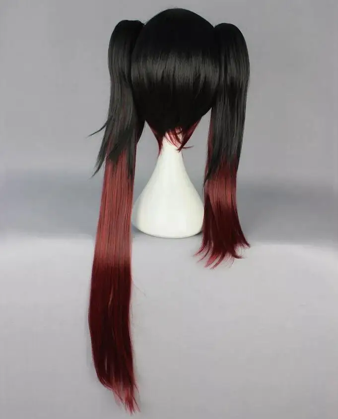 Wig Cosplay panjang untuk pesta, Wig rambut sintetis penuh 80cm/31.5 "tahan hitam