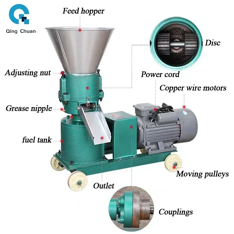 Wood Pellet Machine Small Feed Machine Chicken Duck Fish Rabbit Cattle Sheep Pig Breeding Livestock Pelletizing Machine