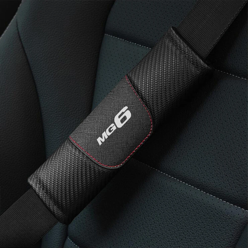 Car Safety Belt Cover Carbon Fiber Shoulder Strap Protector Mat Auto Interior Accessories For MG ZS HS GT HECTOR MG3 MG5 MG6 MG7