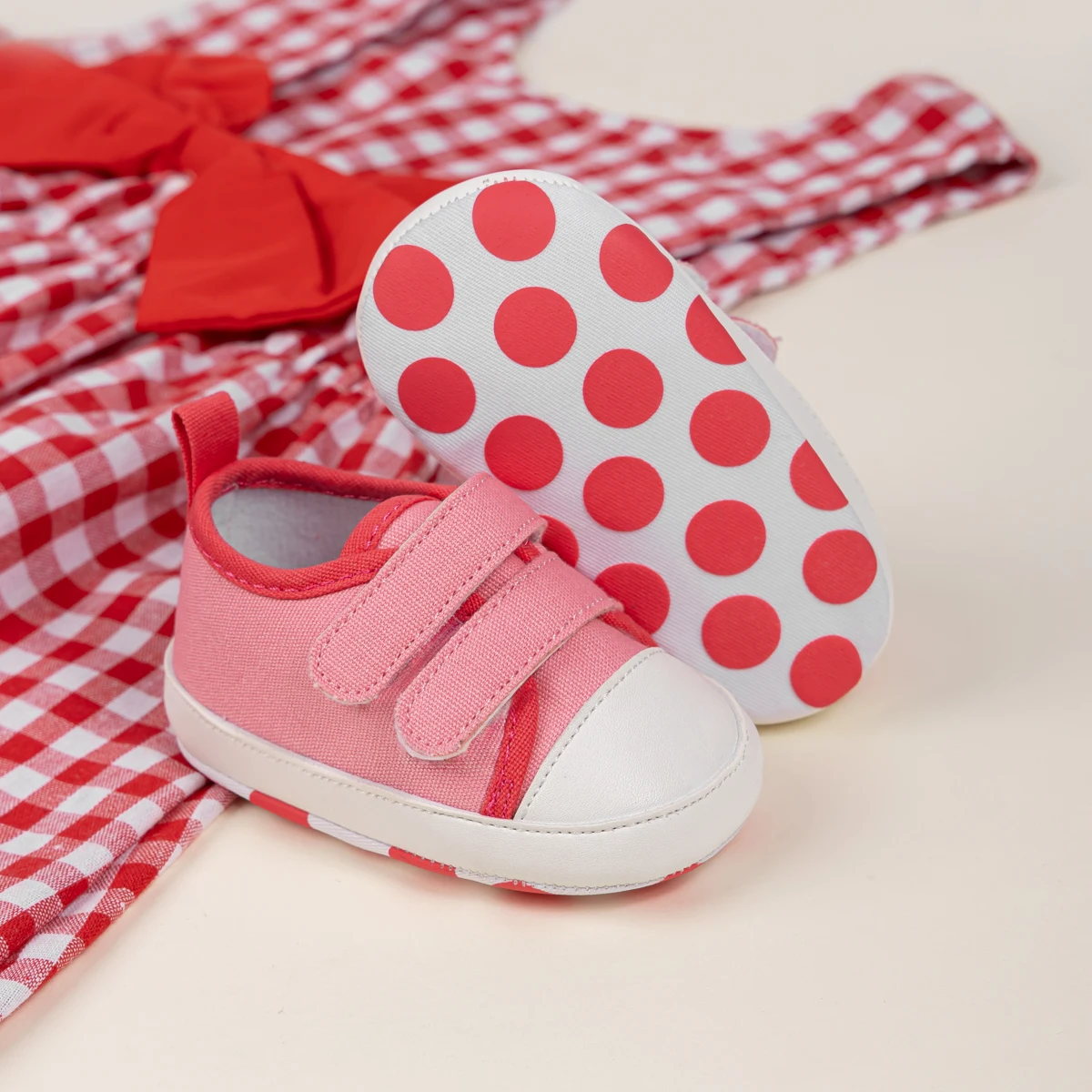 KIDSUN Newborn Baby Girls Canvas Shoes Cotton Sole Anti-slip Soft Sole Casual Sneakers First Walkers Shoes ﻿for 0-18 Months