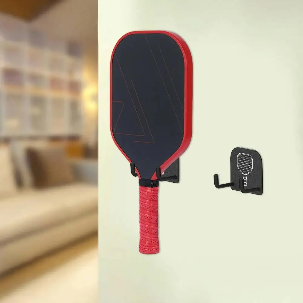 2Pcs Wall Mounted Pickleball Paddle Wall Rack Aluminum Alloy Self-adhesive Pickleball Rackets Holder Stable Punch-Free
