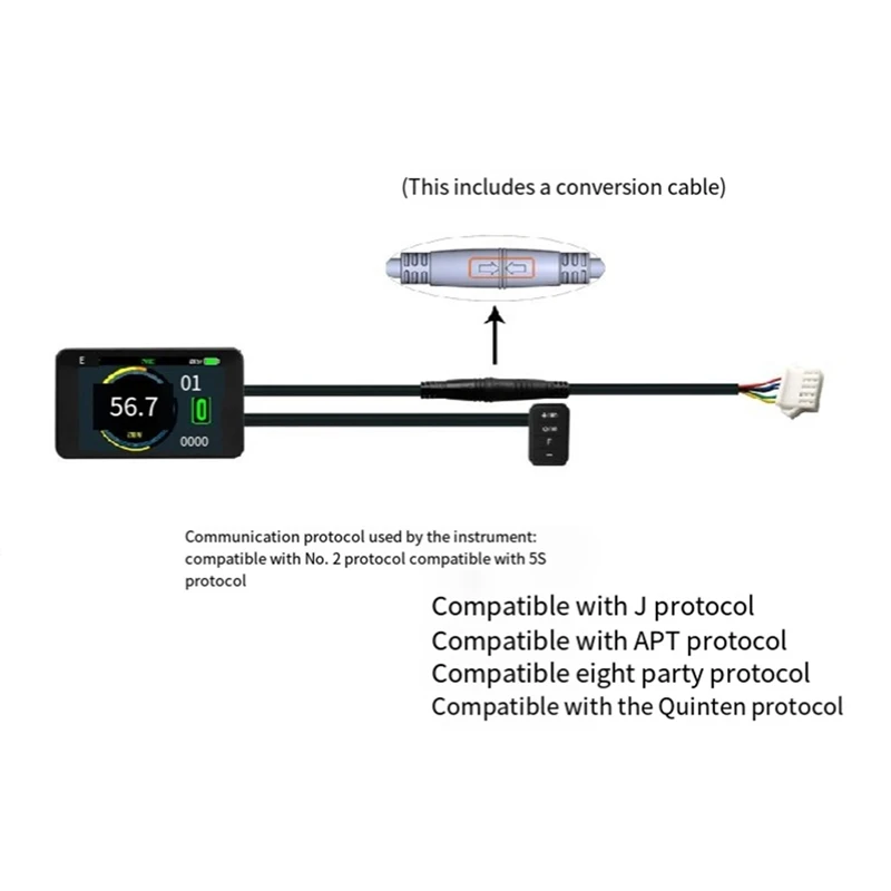 

Color screen instrument Electric Bike Display 24V-72V Waterproof LCD Display T8 Dashboard, Waterproof/SM Universal Connector
