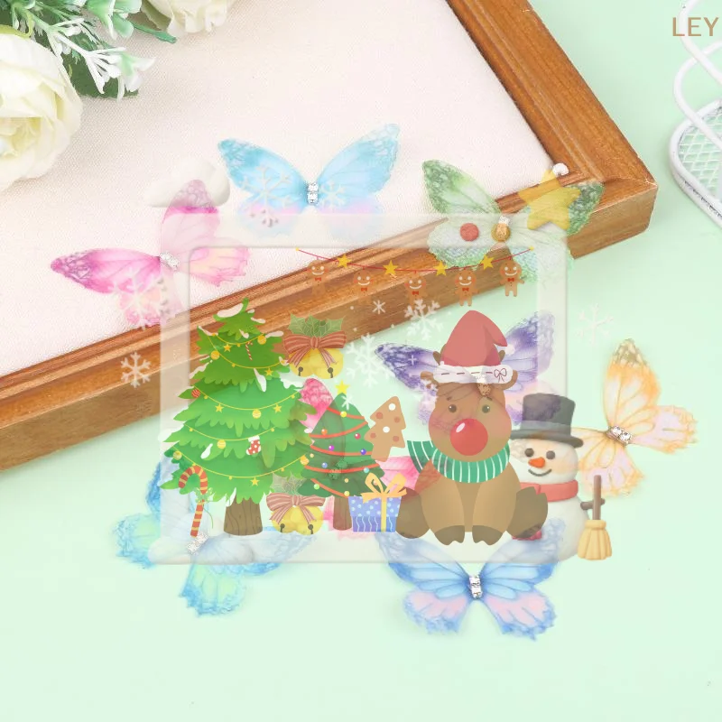 

50 шт. 3D-аппликации из органзы в виде бабочек, градиентные, двухслойные, имитация сетки, полупрозрачные