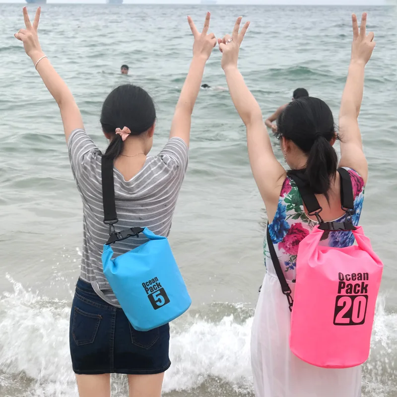 3pcs Set PVC Waterproof Bag 5L 10L 20L Outdoor Swimming Bag Diving Compression Storage Dry Bag For Man Women Kayaking Backpack