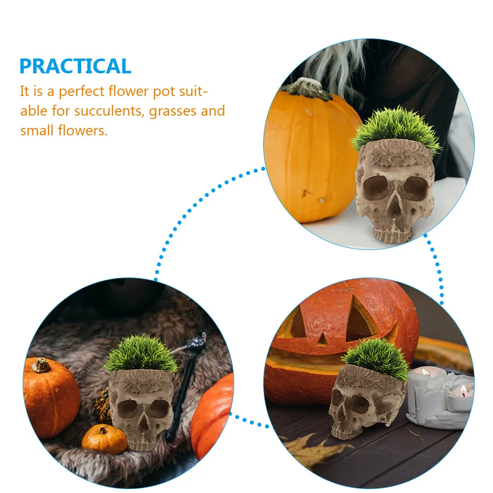 

Skull Decor Resin Skull Planter Pot Perfect for Succulents Halloween Scene Decoration Home Gift Idea Halloween Decoration