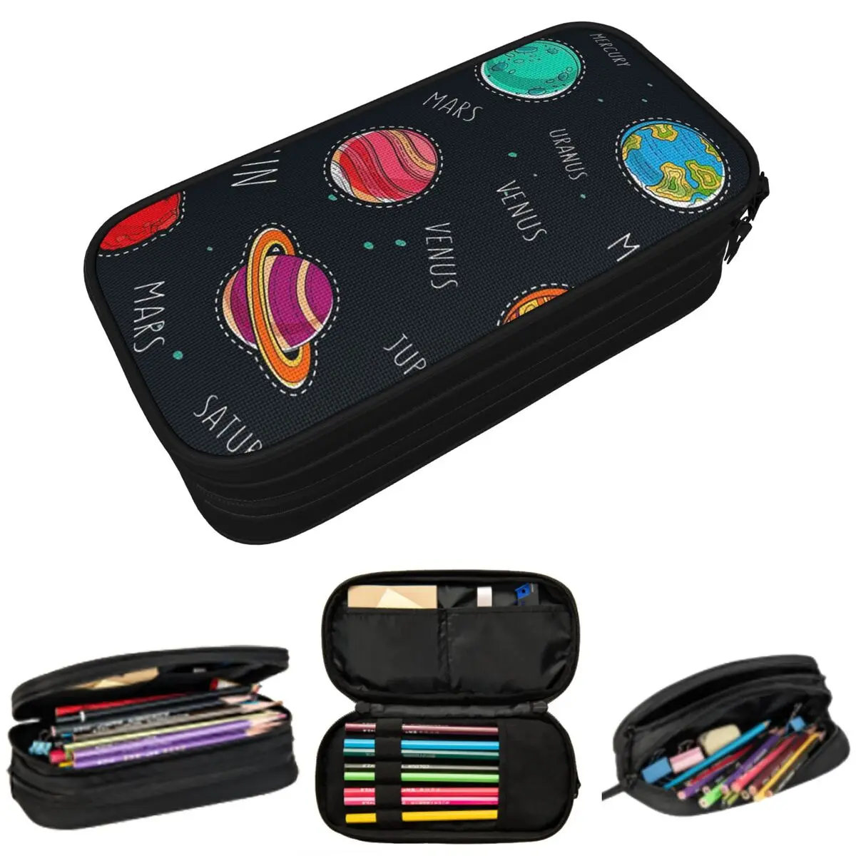 Solar System Pencil Case for Students School Pen Box Pencil Bag Stationery Supplies Pen Holder Bag
