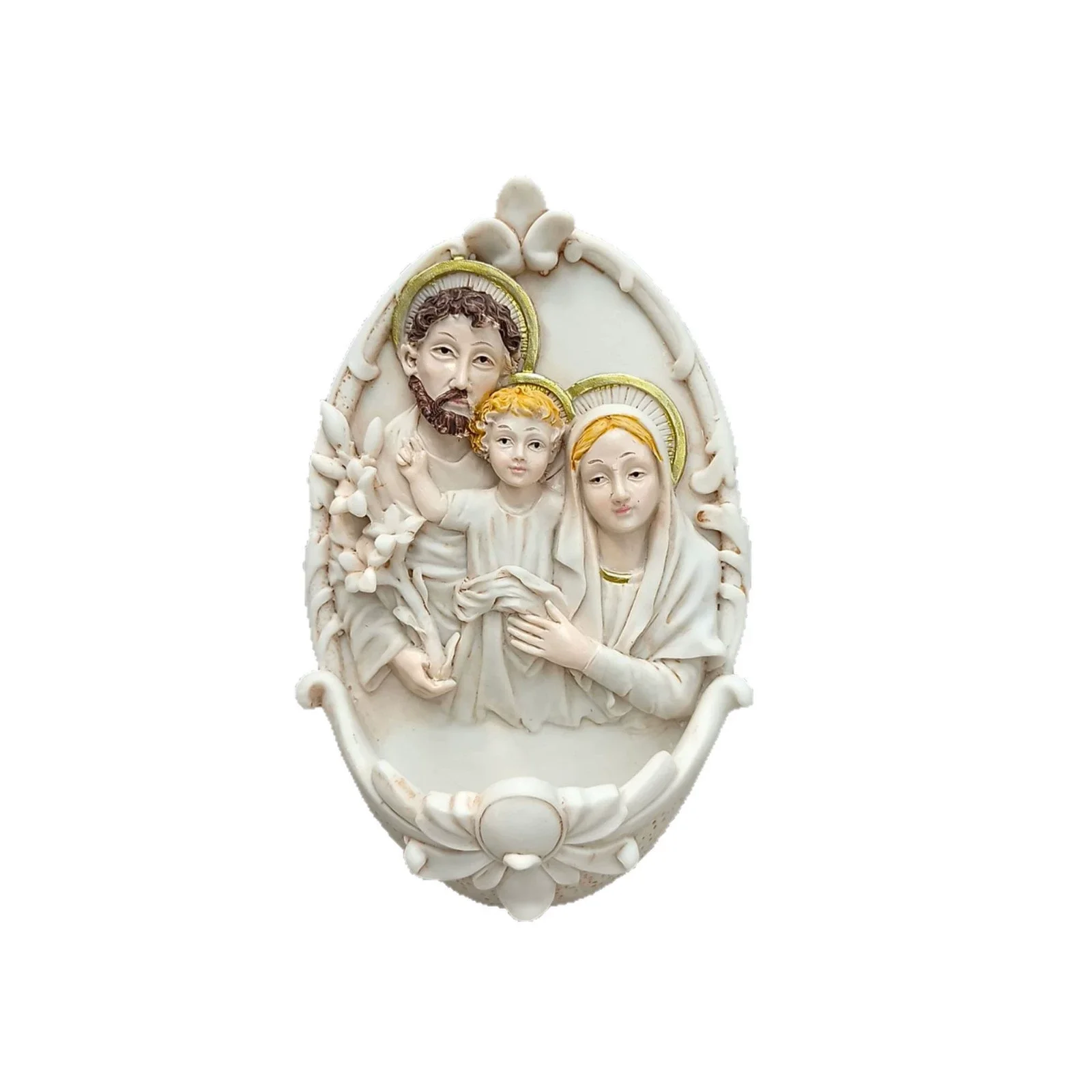 Catholic Holy Family Holy Water Font Resin Wall Plaque Holy Family Figurine Joseph Mary Jesus Religious Wall Decor Church Gift