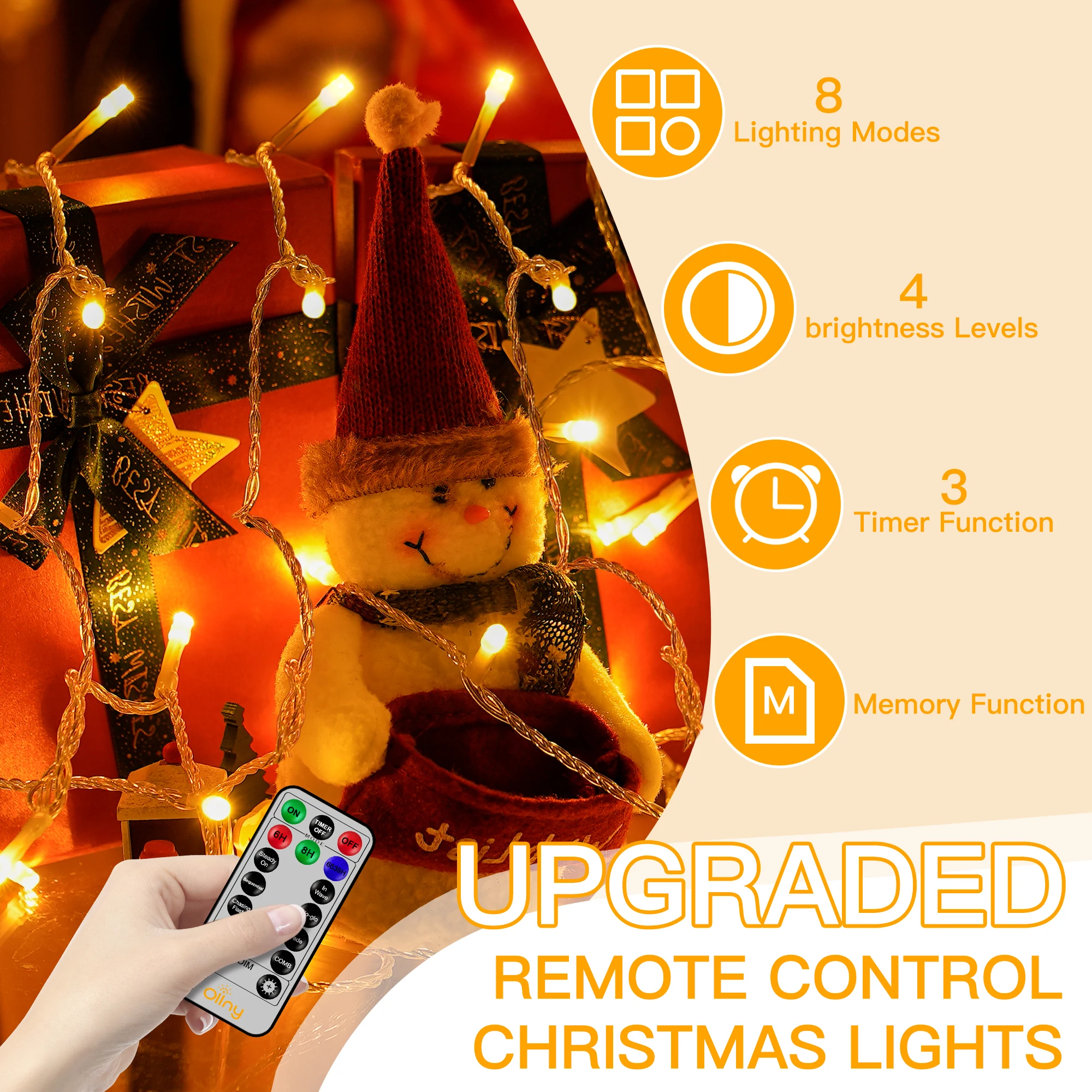 Ollny الجنية أضواء 400LED 131FT أضواء خارجية مع جهاز التحكم عن بعد 8 طرق سلسلة أضواء لحفل الزفاف داخلي منزل زينة عيد الميلاد #4