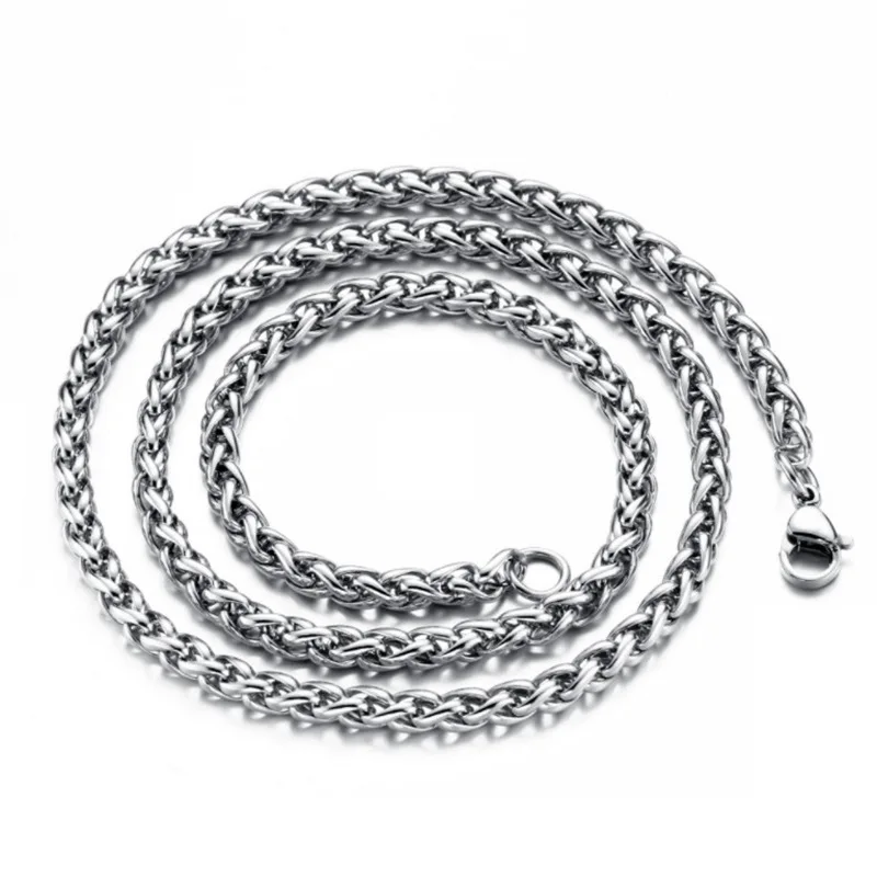 HNSP 3MM-8MM Stainless Steel Twisted Chain Necklace For Men Women Neck Hand Chains Jewelry Accessories