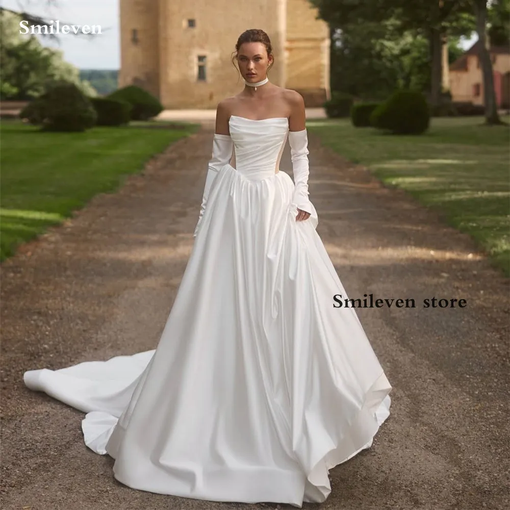 

Smileven Strapless Wedding Dresses Detached Long Sleeve Vestido de novia Sleeveless Wedding Gowns Customized 2026