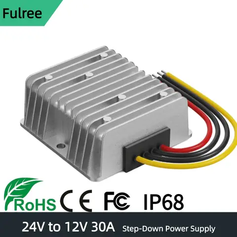 DC 24v to 12v Converter 30A 360W StepDown Converter Voltage Reducer IP68 Waterproof Transformer for Golf Cart Truck Boat Vehicle