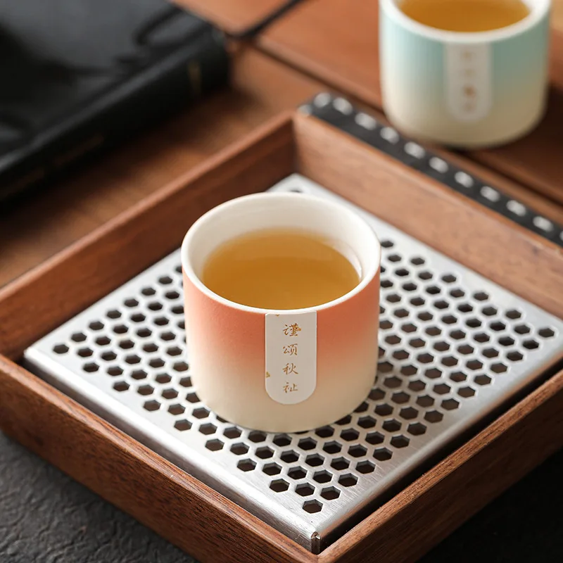 4-Piece Set Thousand Miles of Jiangshan Teacup Guochao Merchandise Ceramic Master Cup Tea Cup Set Gift Box Set Holiday Gift