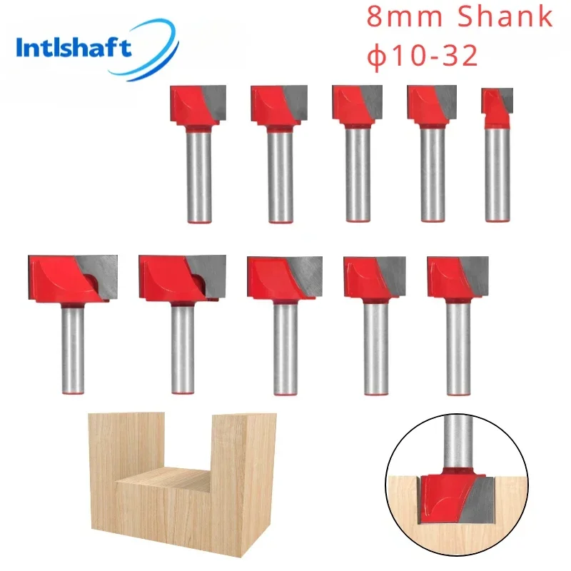 Intlshaft 생크 표면 대패 바닥 청소, 목재 밀링 CNC 커터, 조각 나이프 라우터 비트, 목공 도구, 10-32mm, 8mm