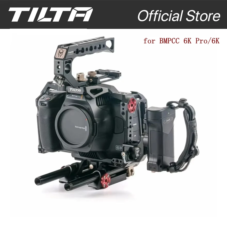 TILTA Camera Cage for BMPCC 6K Pro/6K G2 Full Cage Kit with Top Handle Run/Stop Cable 15mm LWS Baseplate SSD Holder TA-T11-A