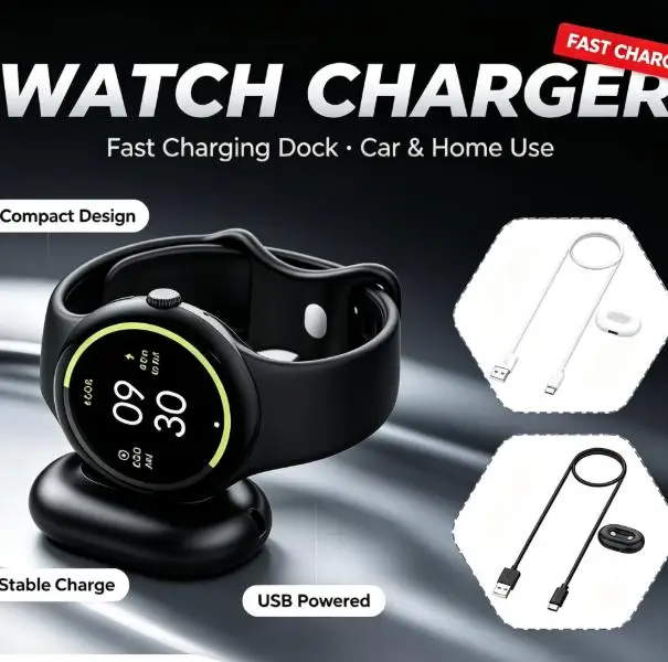 Split‑Type Magnetic Watch Charger Dock For Google Pixel Watch 4 41mm 45mm Stable Fast Charging Base With Type‑C Cable Compact