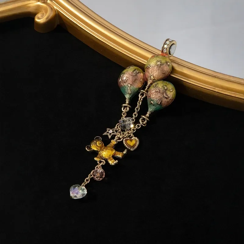 Medieval vintage enamel balloon bear pendant fashionable versatile necklace magnetic kf series medieval pendant women