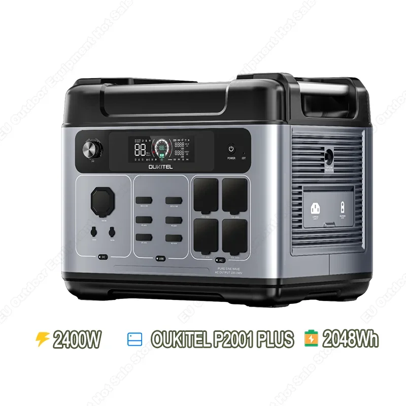 OUKITEL P2001E PLUS draagbare krachtcentrale 2400W zonnegenerator 2048Wh Lifepo4 batterij Home Backup Outdoor Camping Mobiele stroom