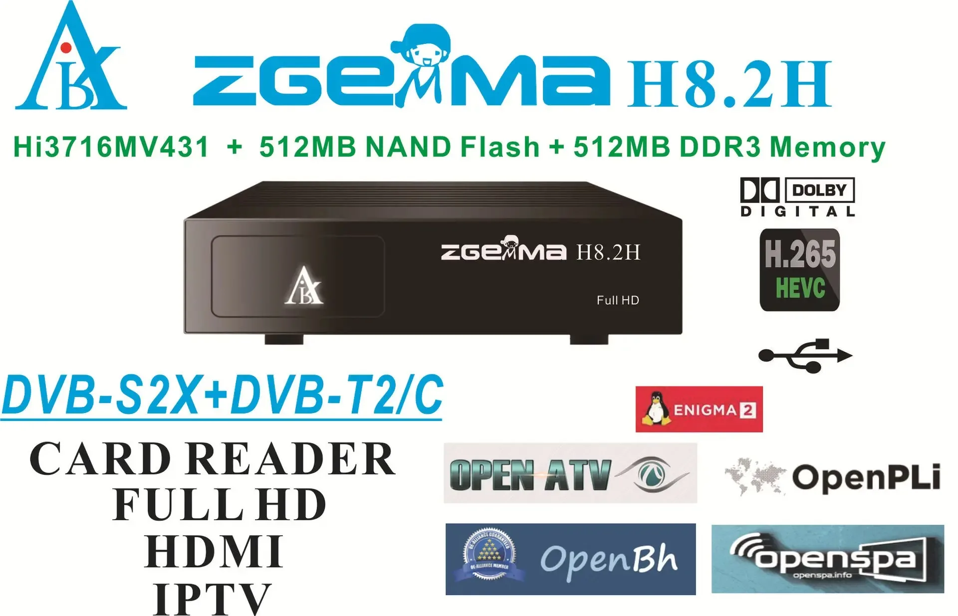 

Hot !!! ZGEMMA H8.2H Satellite TV Receiver Linux Enigma2 Receptor DVB-S2X+DVB-T2/C H2.65 1080P HD Digital Satellite Receiver