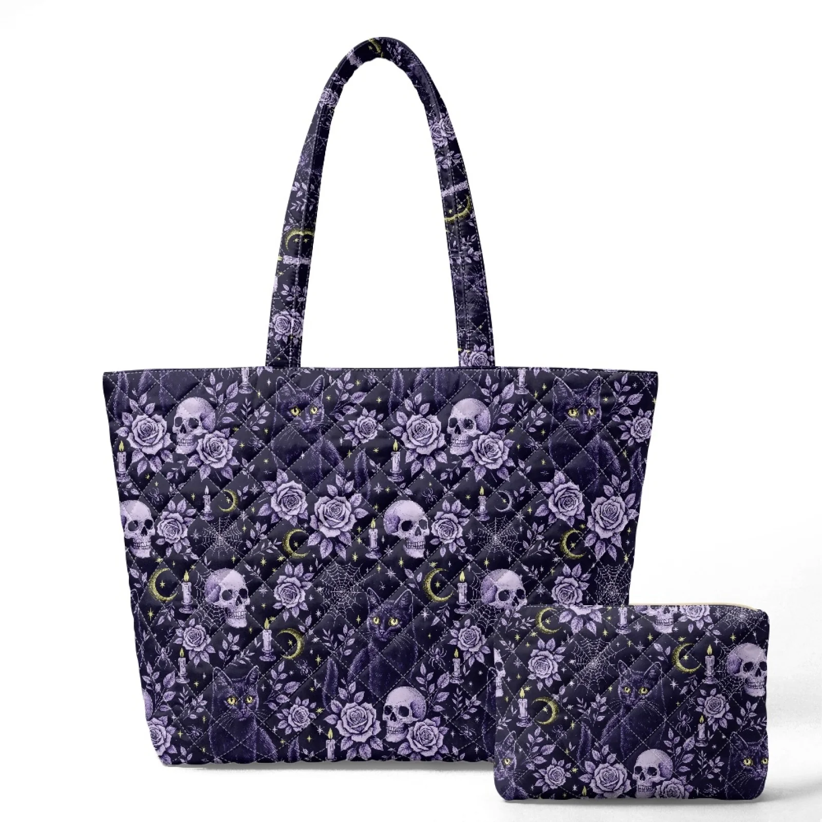 Coloranimal Skull Set 2 Piece Quilted Casual Tote Handbag Set Tote Bags Handbags for Gathering