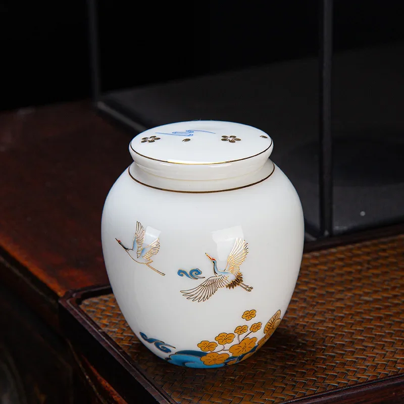 High-grade Suet Tea Pot Ceramic Medicinal Storage Bottle Sealed Portable Kitchen Container