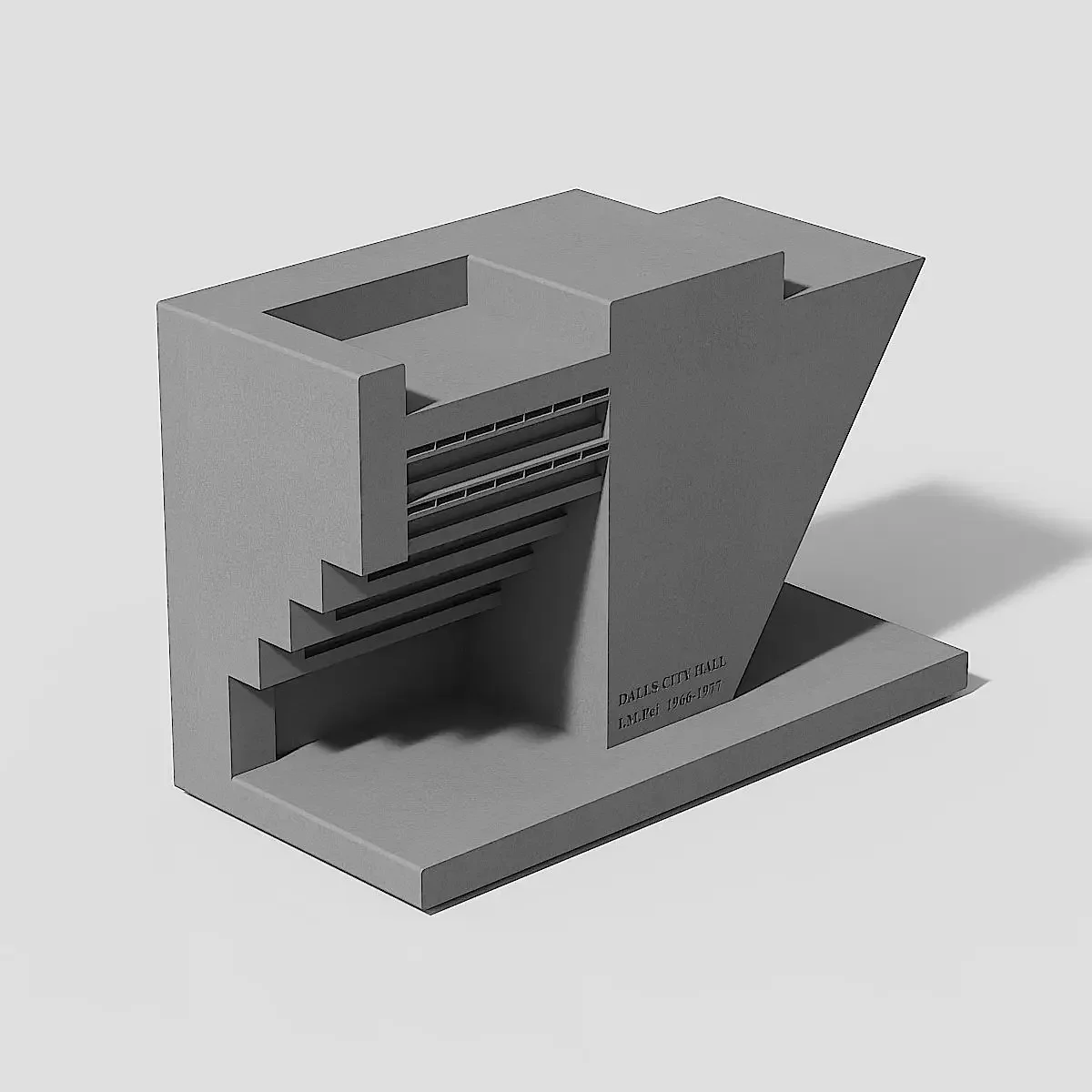 I.M. Pei 'Dallas City Hall', Cement Building Model Living Room Home Decoration Desktop Concrete Ornaments