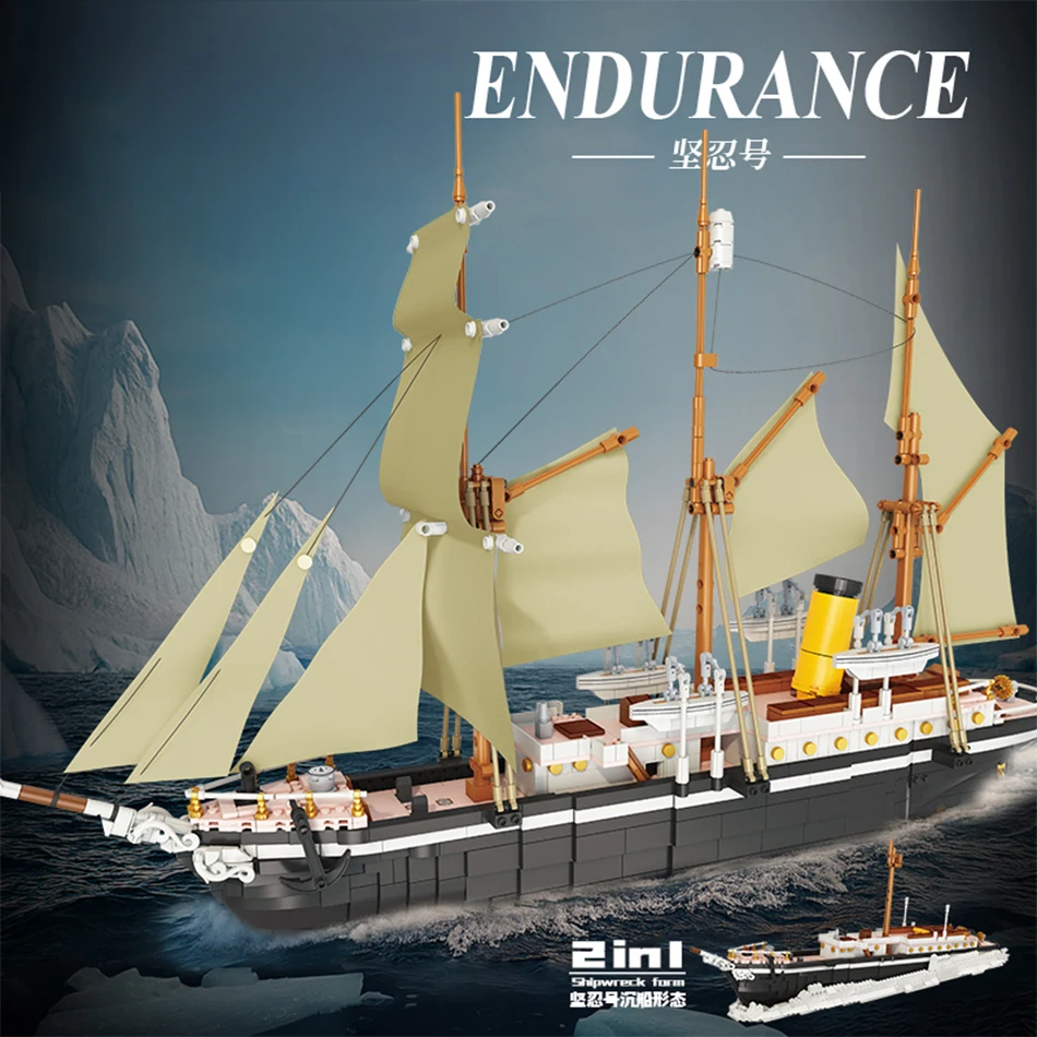 2215 PCS The Endurance Sailing Vessel Ships Model Building Blocks Transformable Shipwreck Forms Assembly Bricks Toys Kids Gifts