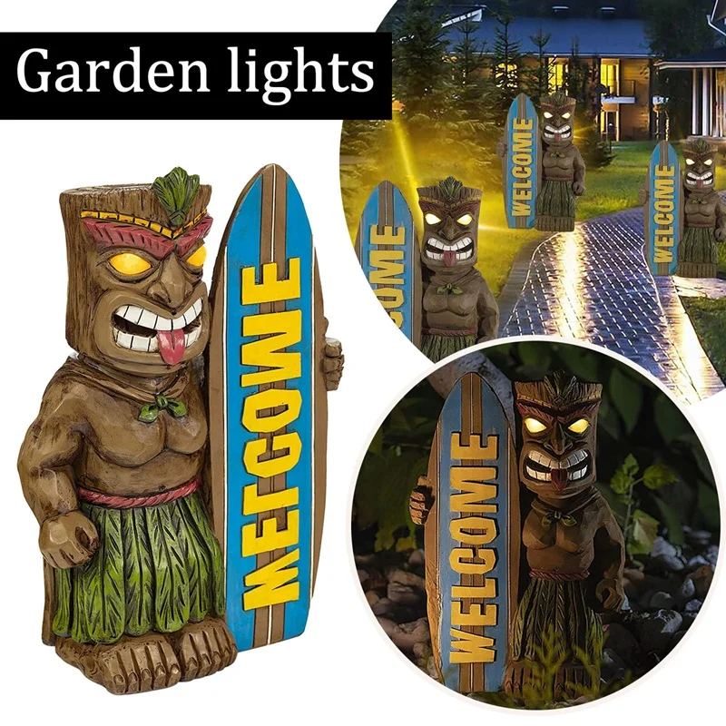 

Retro Hawaiian Wine Glass Totem Garden Sculptures Outdoor Totem Surfboard Statues Garden Home Decoration Door Sign CNIM Hot