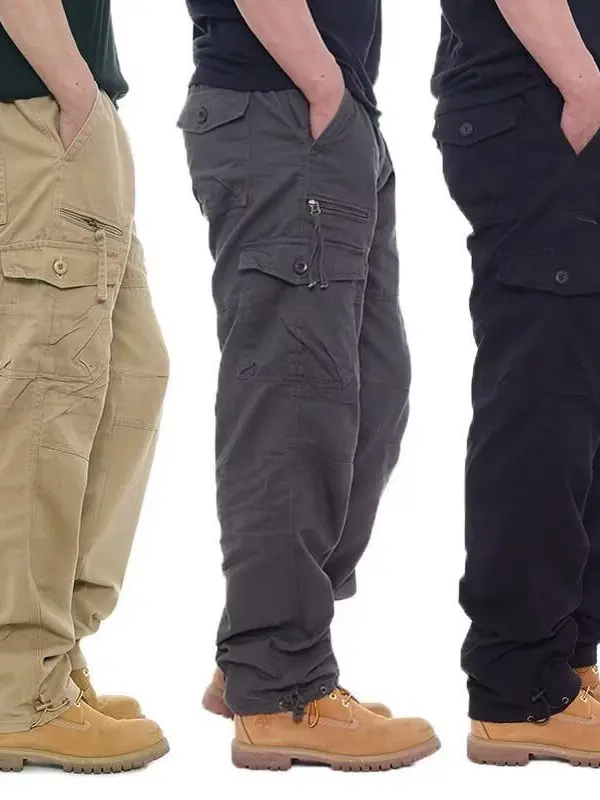 

Men's Workwear Pants Cotton Casual Trousers Multi-ket Wear-Resistant Loose Fit Spring Summer Outdoor Sle Khaki Color