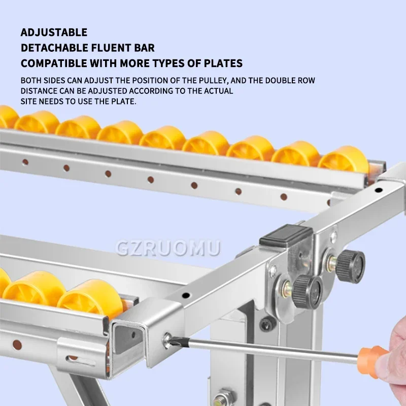 Wood Cutting Bracket with Roller - Folding Adjustable Height, Double-Row Transport Pulley, Saw Table Transport Support Frame