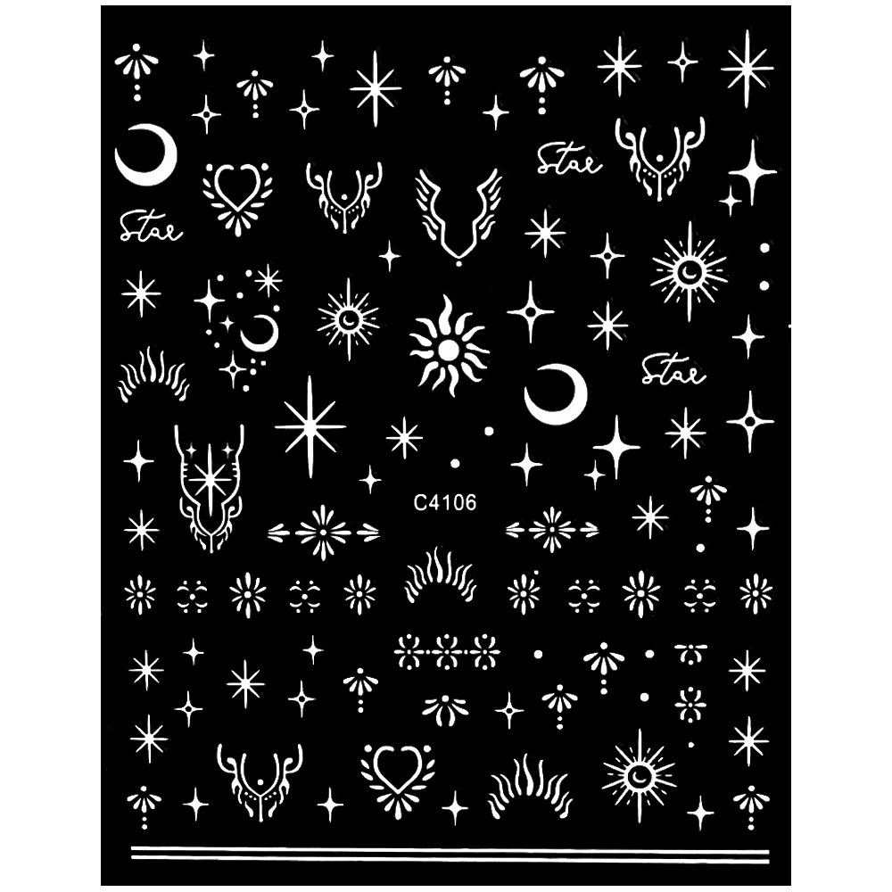 1Pc Silver Gold Star Moon Sun Nail Sticker Bronzing Laser Starlight Self-Adhesive Slider DIY Y2K Nail Decals Manicure Decoration