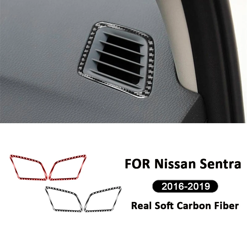 

For Nissan Sentra Sylphy 2016-2019 Carbon Fiber Auto Instrument Panel Left Right Air Outlet Vent Trim Frame Decoration Stickers