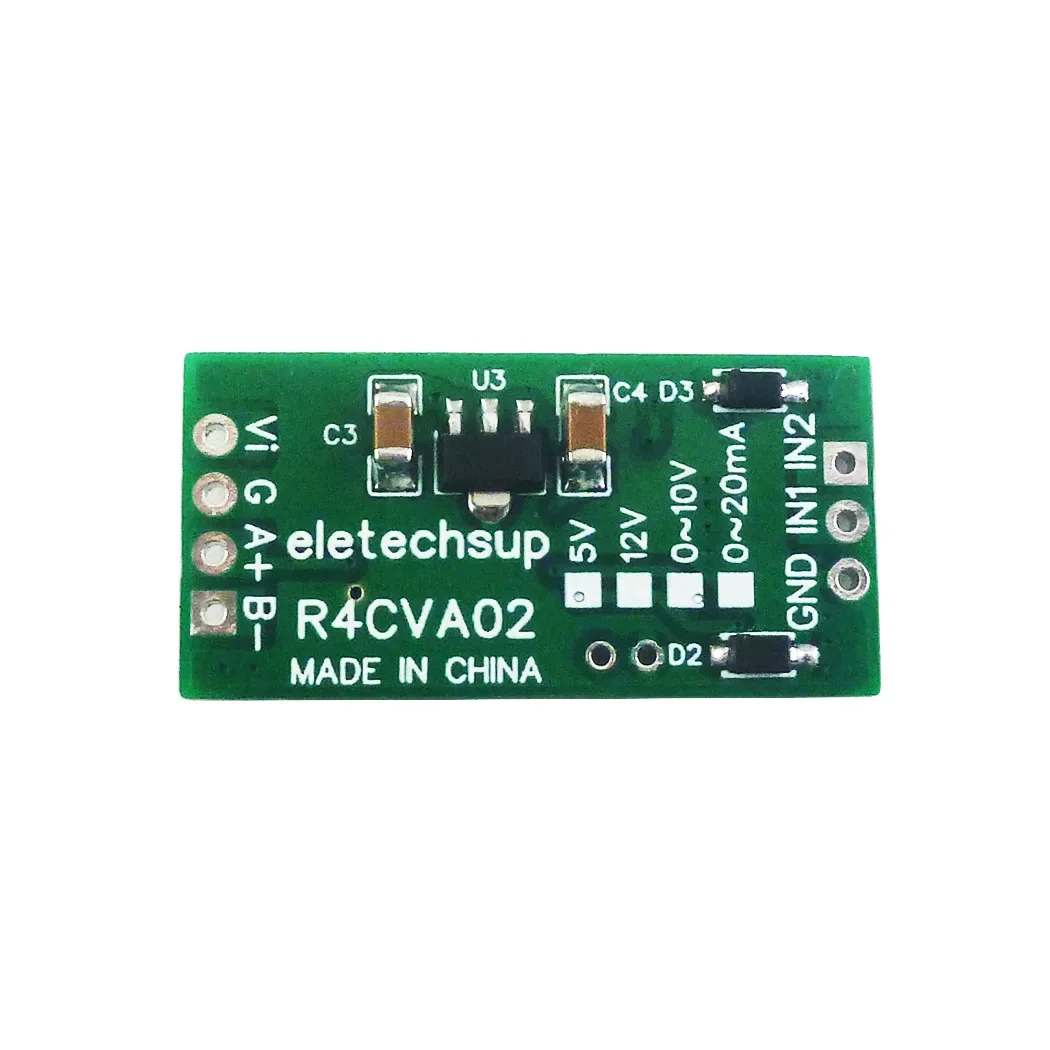 R4CVA02 Collector Module Mini 2CH Modbus RTU RS485 A/D Converter ADC 0-5V 0-10V 4-20MA 0-20MA Serial Port