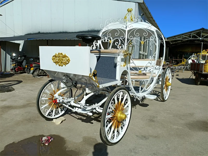 Cavalo riquixá tipo real triciclo elétrico móvel fora carrinho prinss cinderela abóbora carro de luxo assento fileira dupla