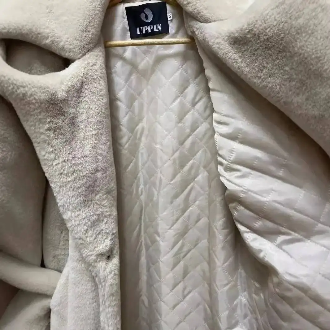 Inverno feminino de alta qualidade falso coelho luxo longo casaco de pele solto lapela casaco grosso quente plus size feminino casacos de pelúcia