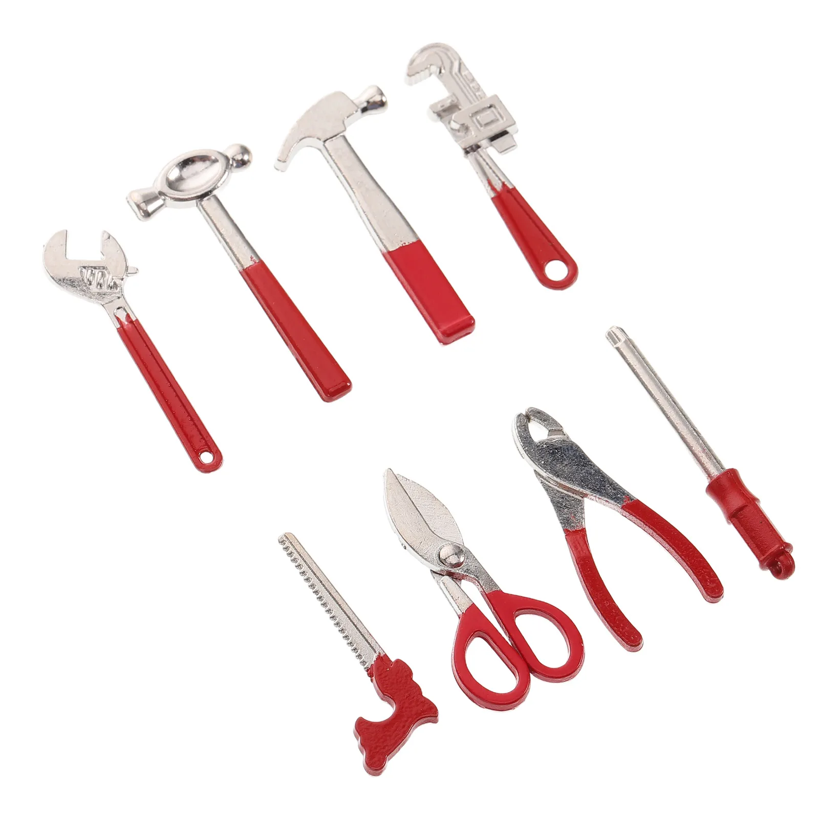 

8pcs Mini Hammer Wrench Dollhouse Tools Kit Miniature Alloy Decoration Work Furniture Food Tool Set Accessories Model Toy