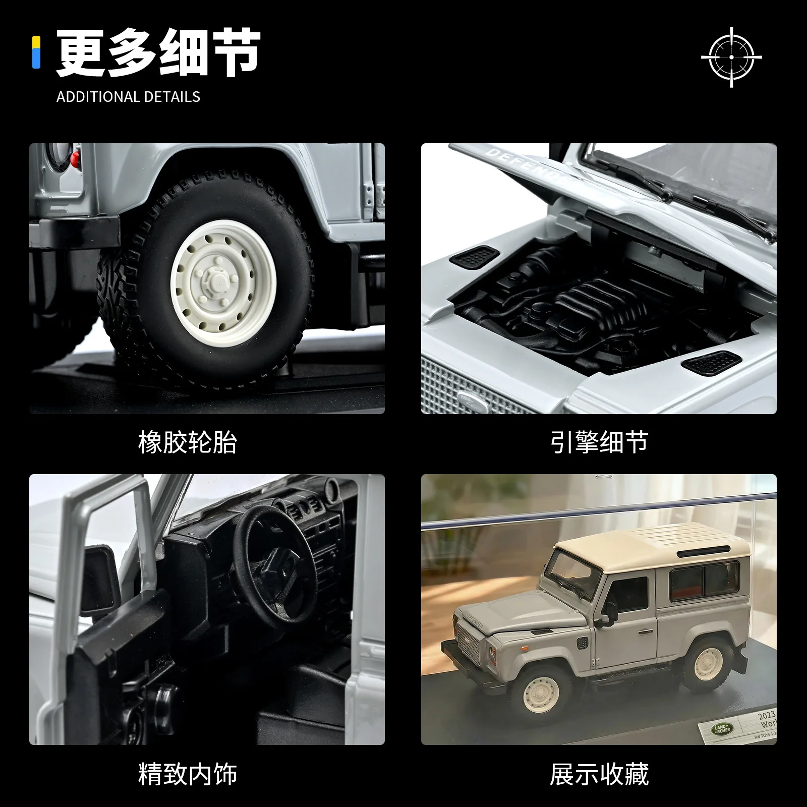 1:24 2023 Classic Defender Work V8 lslay Edition Off-road car Alloy Model Exquisite Desktop Ornaments Christmas Birthday Gifts