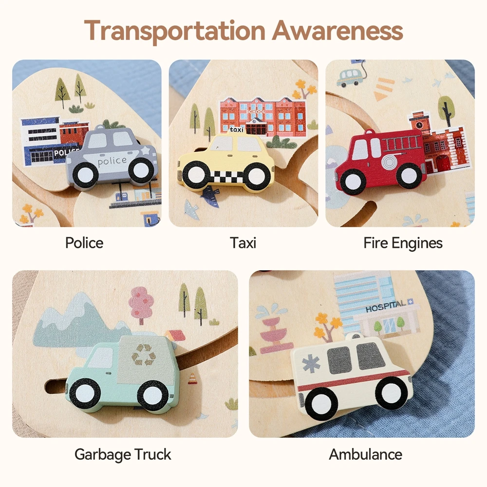 Montessori Baby Toys 12 18 Months Educational Toys Wooden Car Track Sliding Motor Skills Busy Board Basic Toys and Life skills