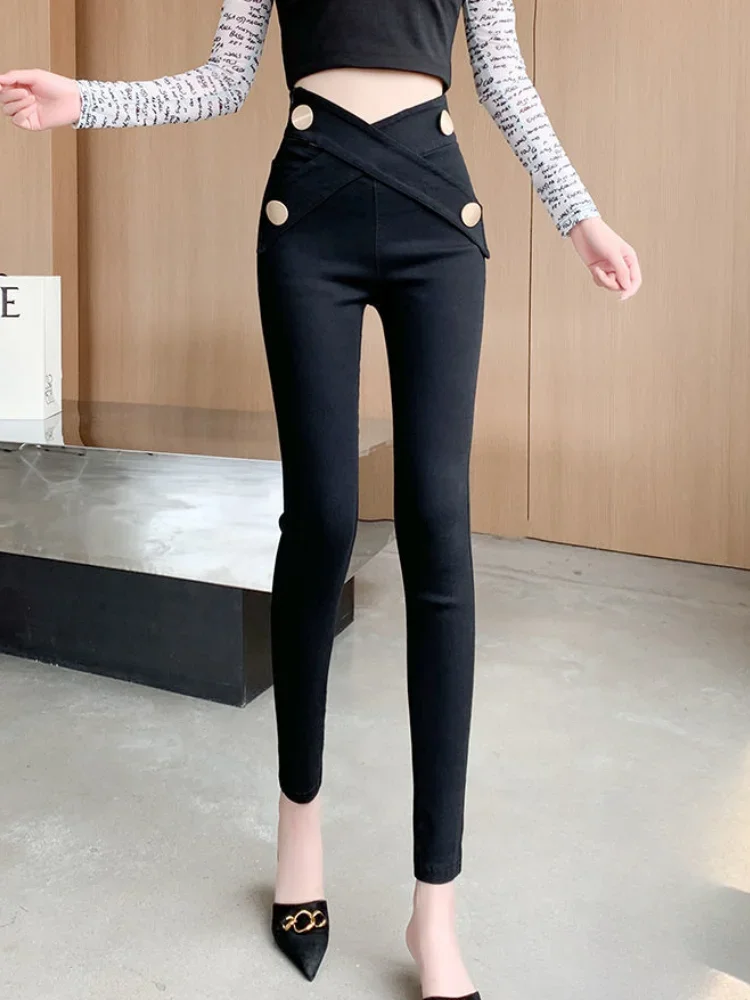 

Female Trousers Spring Autumn Pencil Skinny Leggings Women's Pants Solid Slim Harajuku Cotton Trends 2024 Slacks Y2k Streetwear