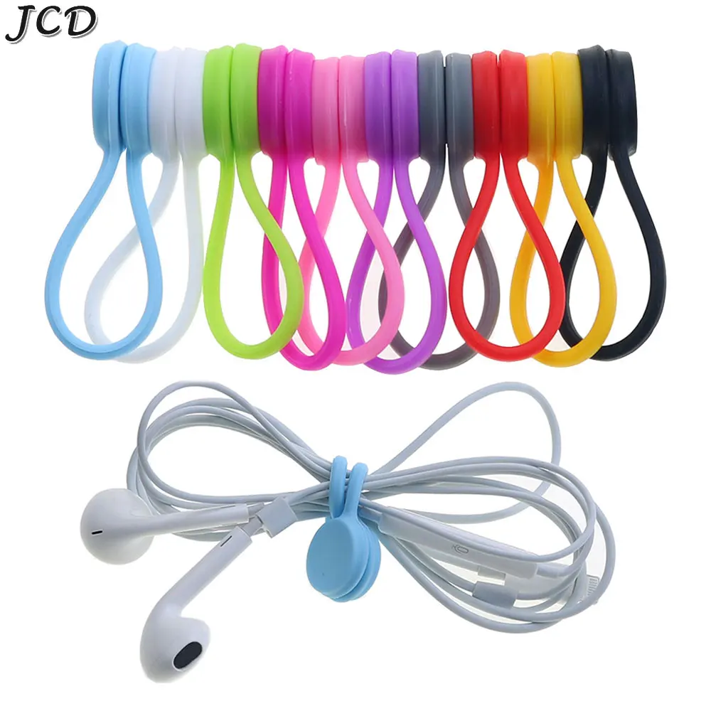 

JCD 5pcs Reusable Magnetic Cable Ties,Cord Organizer,Silicone Magnetic Cord Ties for Bundling Stuff, Book Marker Fridge Magnets