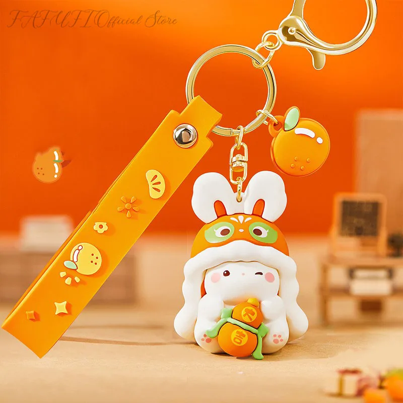 The Imperial Palace Lion Dance Little Rabbit Keychain Female Exquisite Couple Bag Pendant Car Key Chain Pendant Real shot