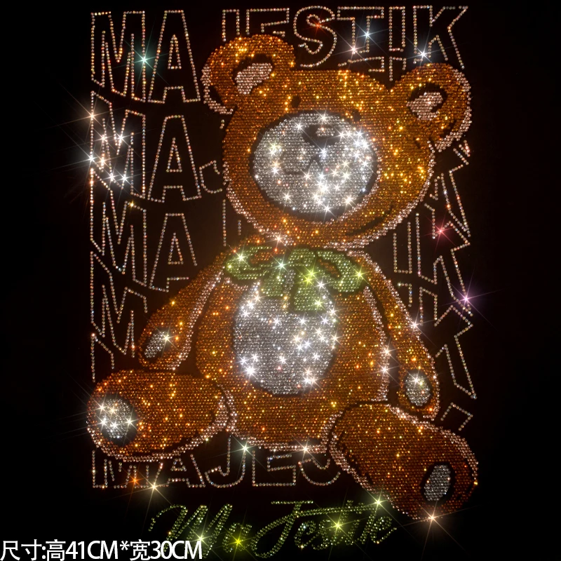 Shiny diamond stickers High-grade rhinestone creative teddy bear pattern Iron-on sweater jacket T-shirt clothing accessories