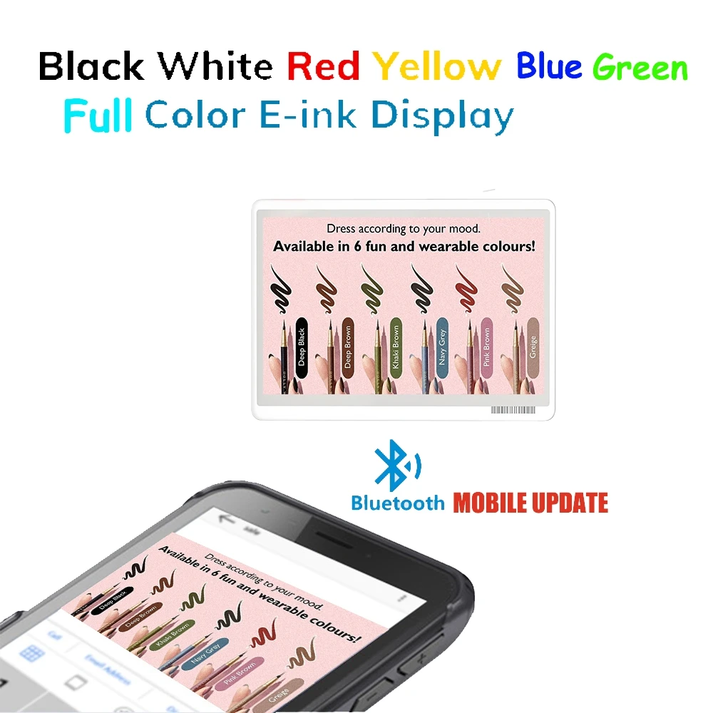 رائجة البيع لتقوم بها بنفسك كامل الألوان تطبيق الهاتف المحمول تحديث العلامة الرقمية Eink Epaper BLE ESL شاشة عرض الحبر الإلكتروني الرقمية للسوبر ماركت