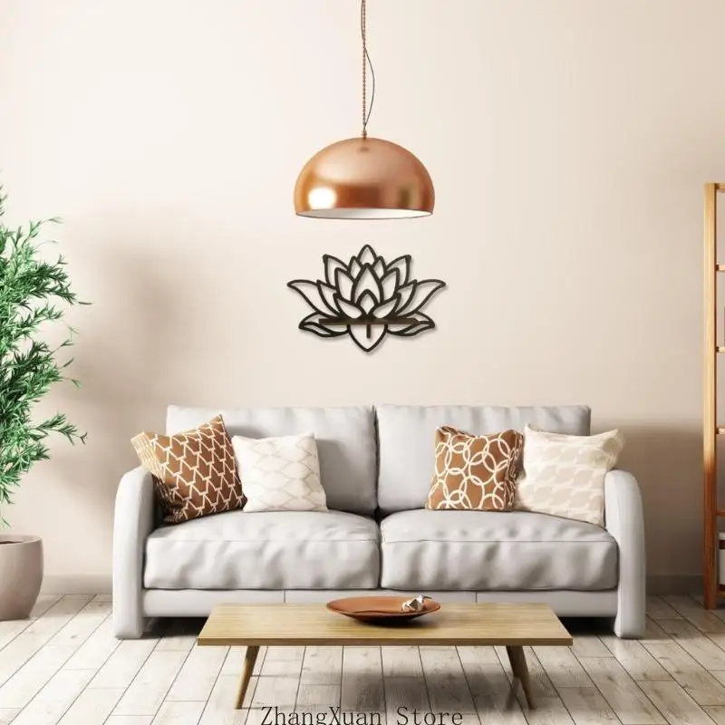 Einzigartiges Wandregal aus Holz mit Blumengravur, geeignet für Büro oder Schlafzimmer 3XUF – Detail 5