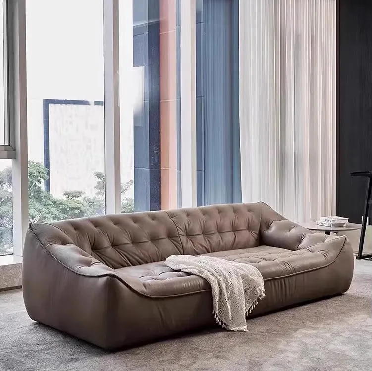 CX minimalist living room bean bag sofa retro medieval French, straight row leather sofa
