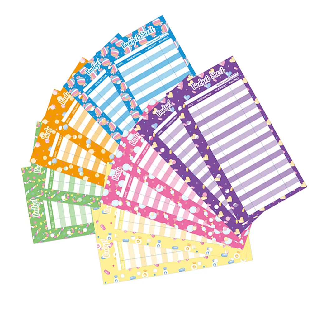 

24Pcs Budget Cards Candy Print Expense Tracking Sheets for Business Home Budget Planner