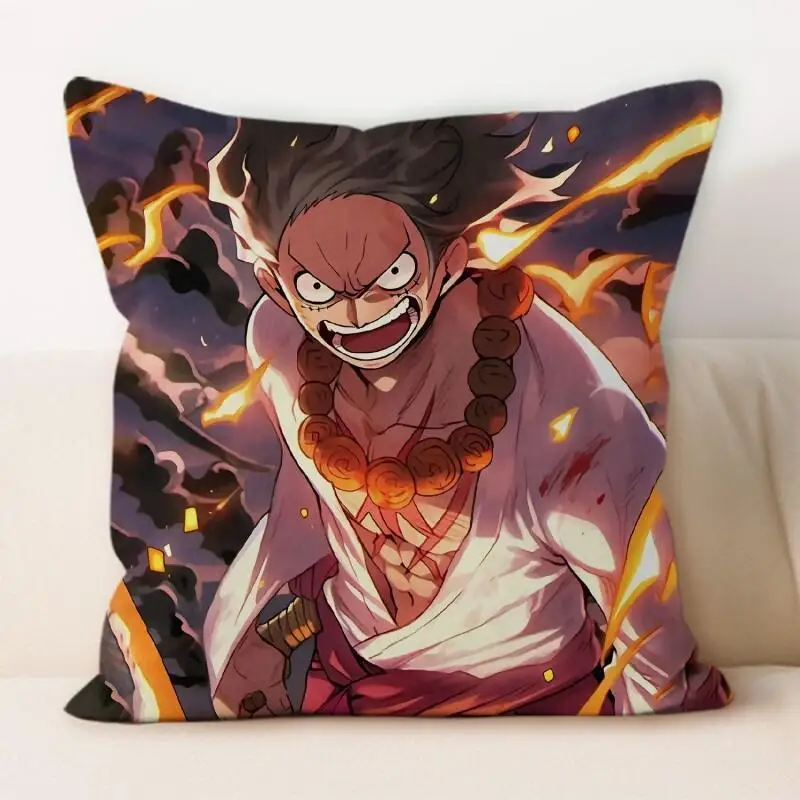 One Piece Hug Pillow Luffy Gear 5 Anime Soft Plush Cushion for Home Sofa Car Office Nap Waist Lumbar Support Decorative Travel
