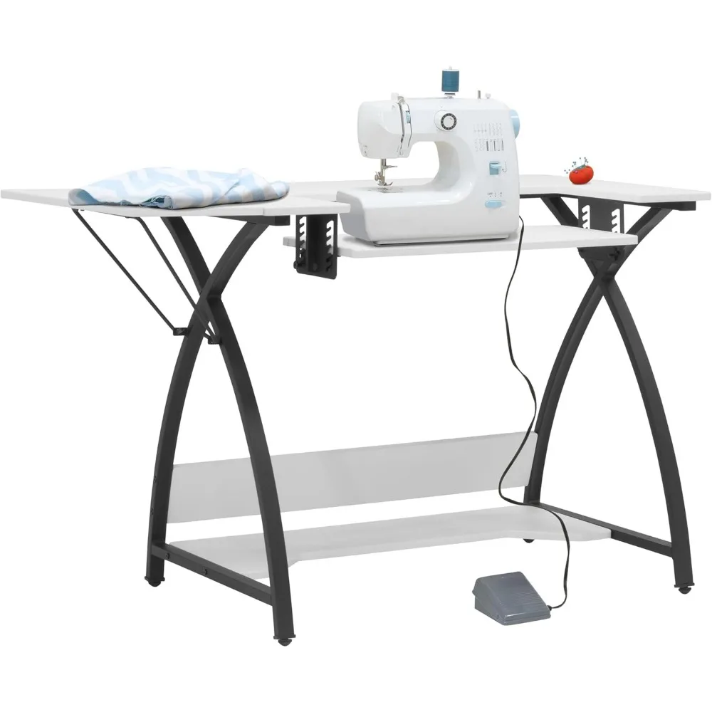 Versatile Hobby and Sewing Table with Side and Lower Storage - Ideal for Computer Use