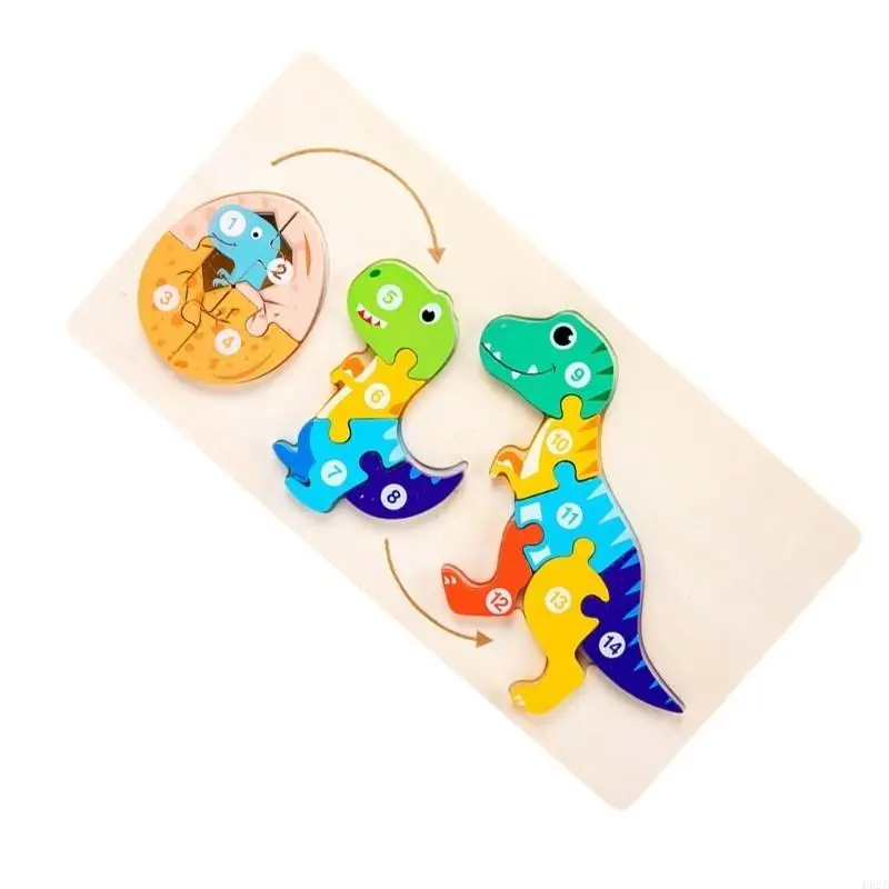 F62d Holz Tier Puzzle Wachstum Lernpuzzle Spielzeug für Vorschulkinder -Puzzlespiel Spielzeug für Kinder